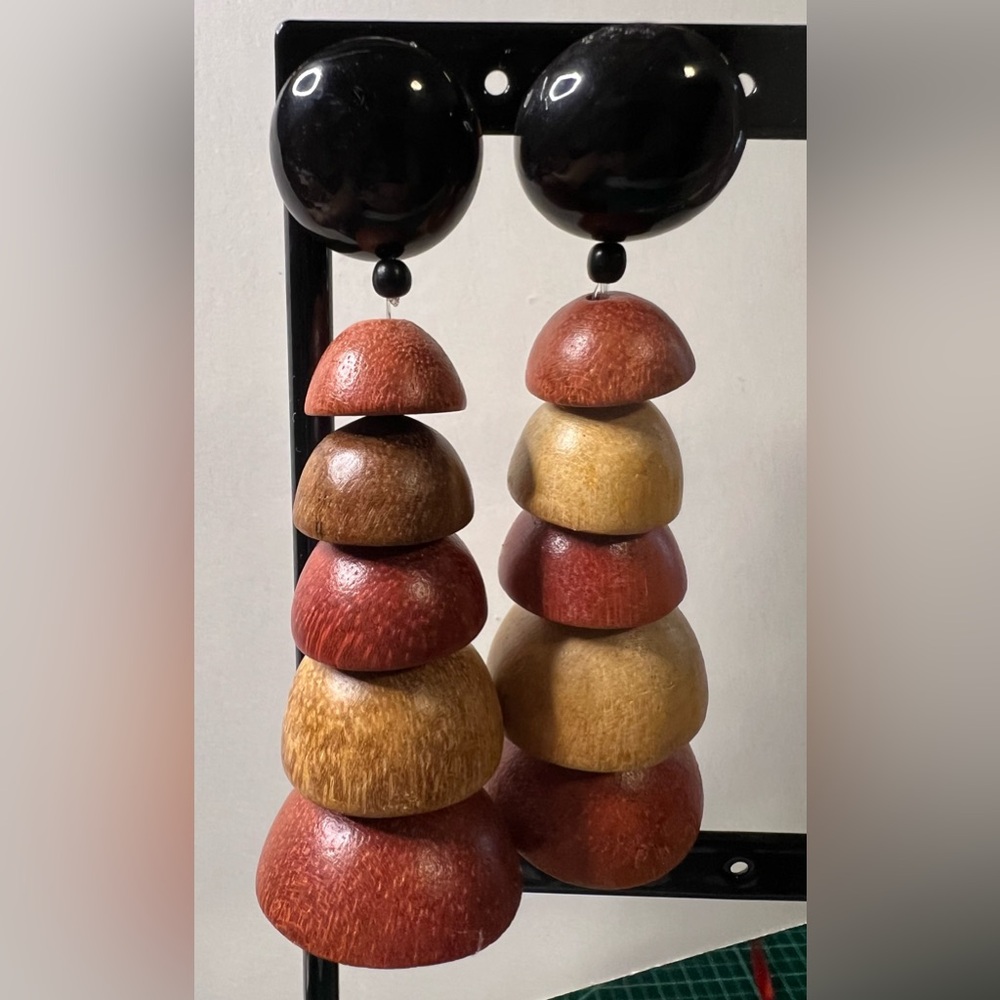 Handcrafted BoHo Style Multicolor Wooden Earrings